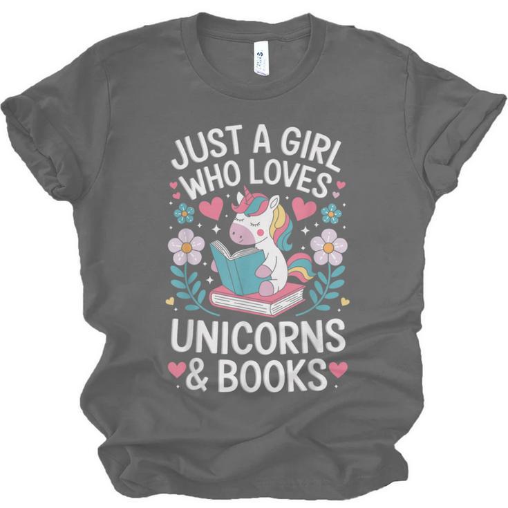 Just a Girl Who Loves Unicorns And Books Unisex Jersey T-Shirt