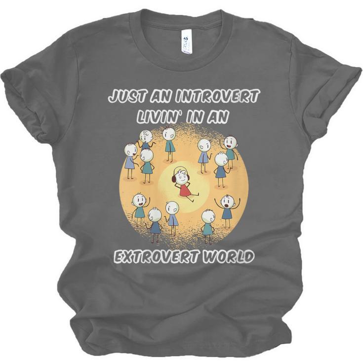 Just An Introvert Living In An Extrovert World Stickmen Unisex Jersey T-Shirt Just An Introvert Living In An Extrovert World Stickmen Unisex Jersey T-Shirt