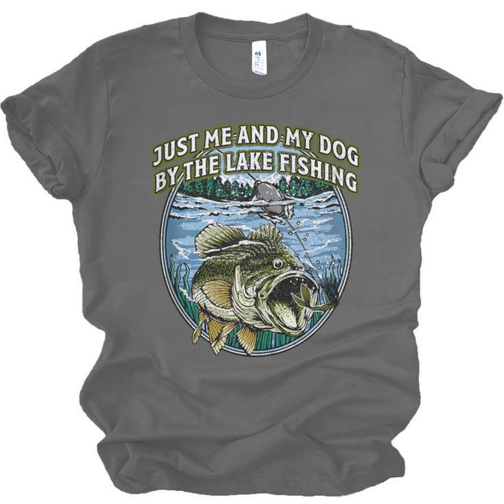 Just Let Me And My Dog By Lake Fishing Introvert Lifestyle Unisex Jersey T-Shirt