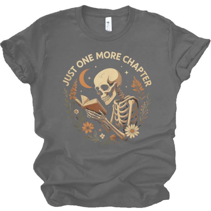 Just One More Chapter Book Lover Bookish Reading Skeleton Unisex Jersey T-Shirt