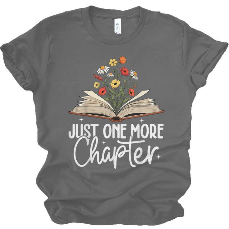 Just One More Chapter Floral Book Reading Girl Bookworm Unisex Jersey T-Shirt