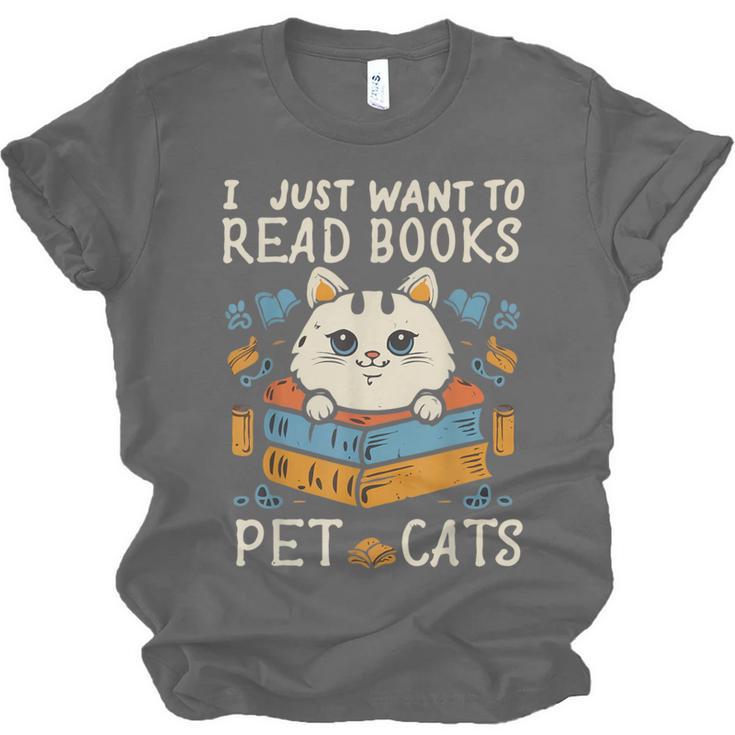 I Just Want To Read Books And Pet Cats Introvert Unisex Jersey T-Shirt