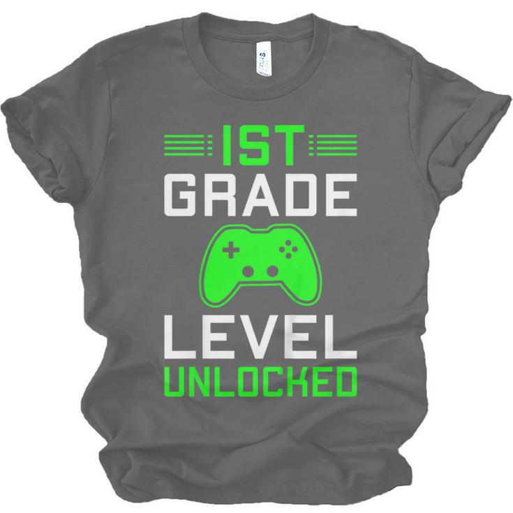 Kids 1st Grade Level Unlocked Back To School Gamer Graduation Unisex Jersey T-Shirt