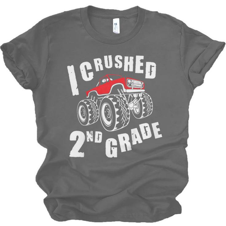 Kids I Crushed 2nd Grade Monster Truck School Graduation Unisex Jersey T-Shirt