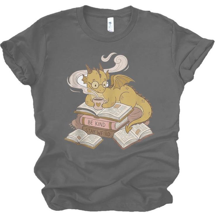 Be Kind Stay Weird Read Books Cute Dragon Unisex Jersey T-Shirt