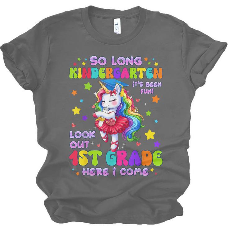 Kindergarten Graduation 2025 Graduate Girls Unicorn 1st Grad Unisex Jersey T-Shirt