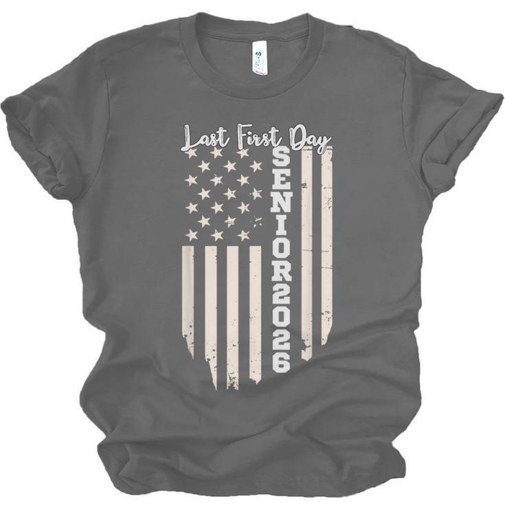 Last First Day Senior 2026 USA Flag Graduation Class Of 2026 Unisex Jersey T-Shirt