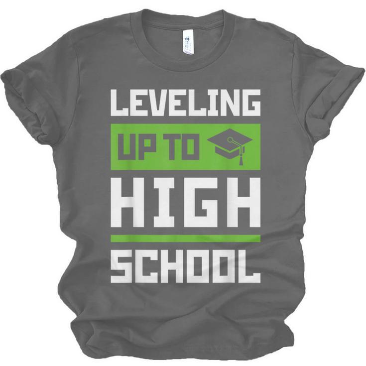 Leveling Up To High School Tee Shirt Gaming Graduation Unisex Jersey T-Shirt