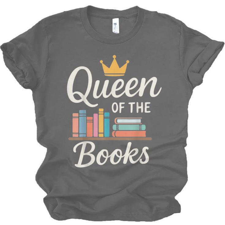 Librarian Queen Of The Books Book Reading Library Unisex Jersey T-Shirt