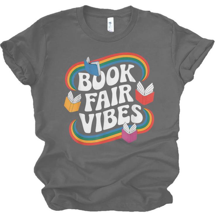 Library Book Fair Vibe Groovy Retro School Reading Nostalgic Unisex Jersey T-Shirt