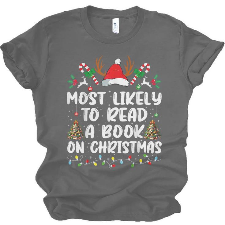 Most Likely To Read A Book On Christmas Matching Family Unisex Jersey T-Shirt