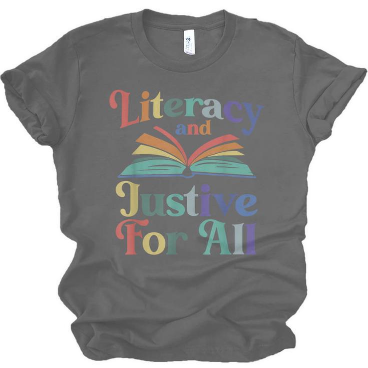 Literacy Justice For All Stop Book Banning Protect Librarian Unisex Jersey T-Shirt