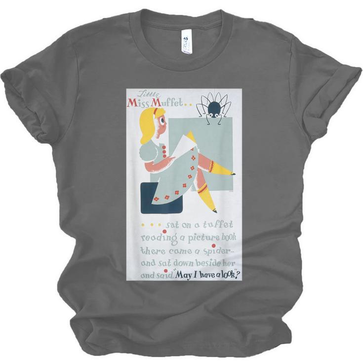 Little Miss Muffet Reading a Picture Book Unisex Jersey T-Shirt Little Miss Muffet Reading a Picture Book Unisex Jersey T-Shirt