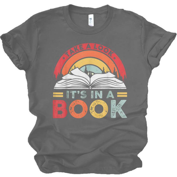 Take A Look It's In A Book Reading Book Vintage Rainbow Unisex Jersey T-Shirt