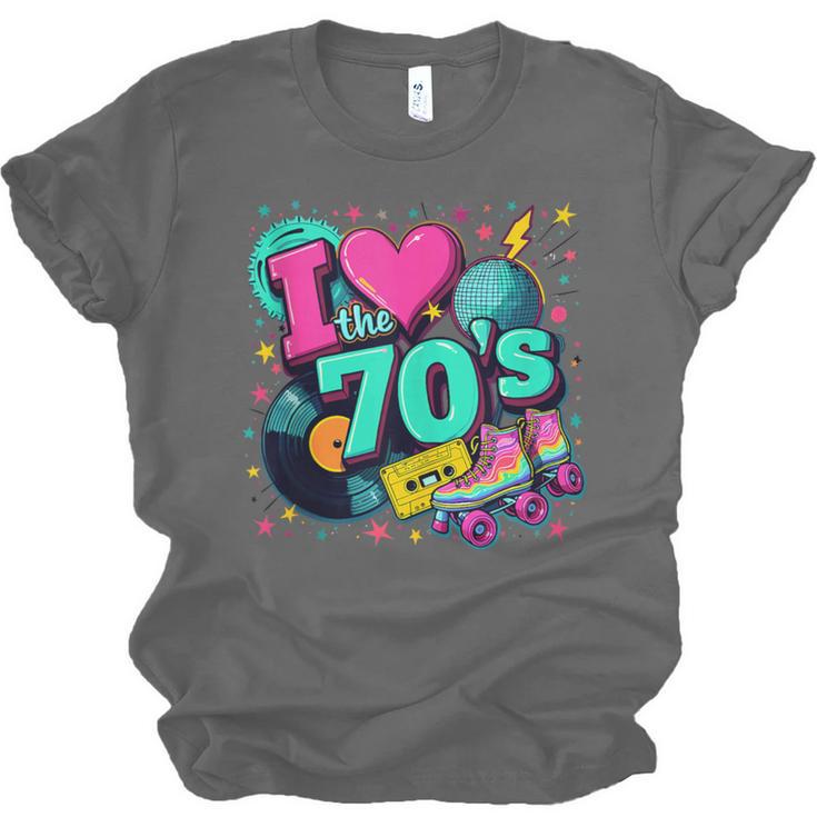 I Love The 70s Retro Cassette Roller Vinyl Disco Nostalgia Unisex Jersey T-Shirt