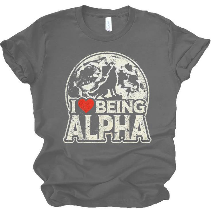 I Love Being Alpha Moonlit Wolf Meme Alpha Introvert Unisex Jersey T-Shirt