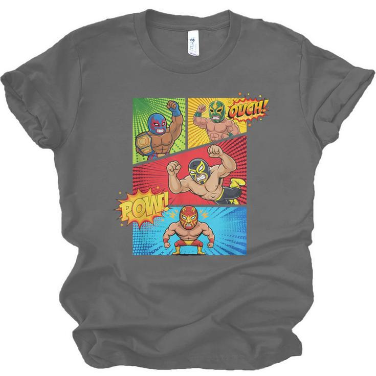 Lucha Libre Comic Book Mexican Wrestling Cartoon Wrestler Unisex Jersey T-Shirt