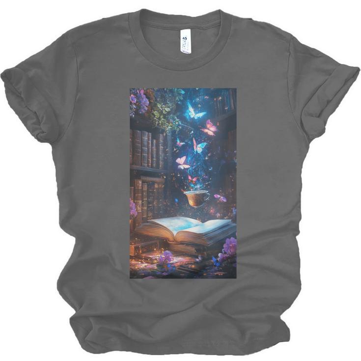 Magic Books Butterflies Fantasy Nature Tea Enchanting Unisex Jersey T-Shirt