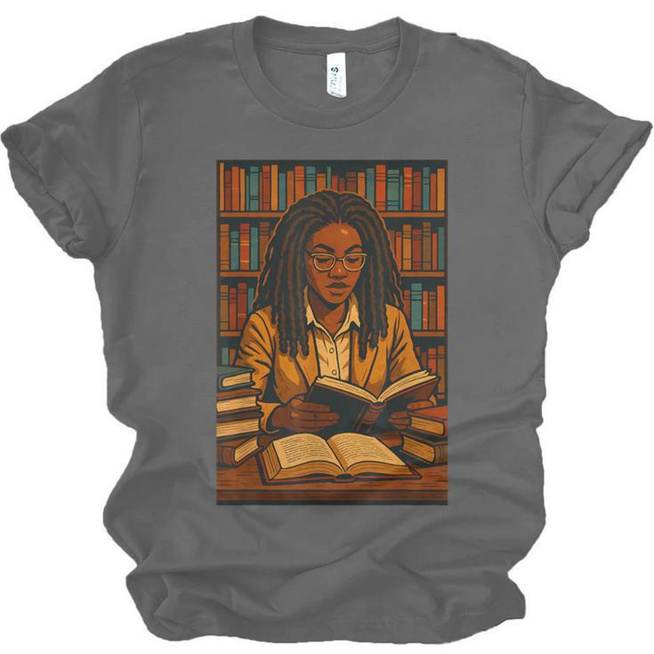 Melanin Girl Locs Book Lover Librarian Teacher Student Unisex Jersey T-Shirt