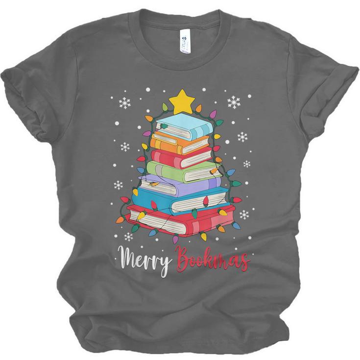 Merry Bookmas Book Christmas Tree Lights Xmas Men Women Kids Unisex Jersey T-Shirt Merry Bookmas Book Christmas Tree Lights Xmas Men Women Kids Unisex Jersey T-Shirt