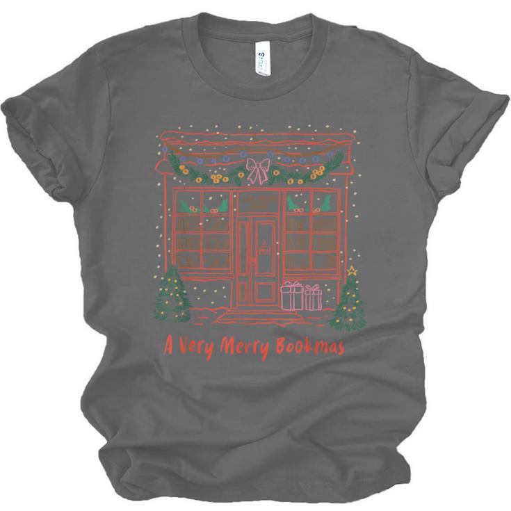 A Very Merry Bookmas Cozy Christmas Bookstore Holiday Cute Unisex Jersey T-Shirt