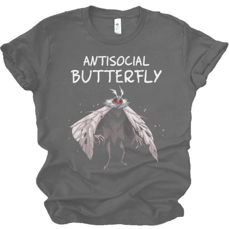 Mothman Shirt Antisocial Butterfly Introvert Cryptid Unisex Jersey T-Shirt Mothman Shirt Antisocial Butterfly Introvert Cryptid Unisex Jersey T-Shirt