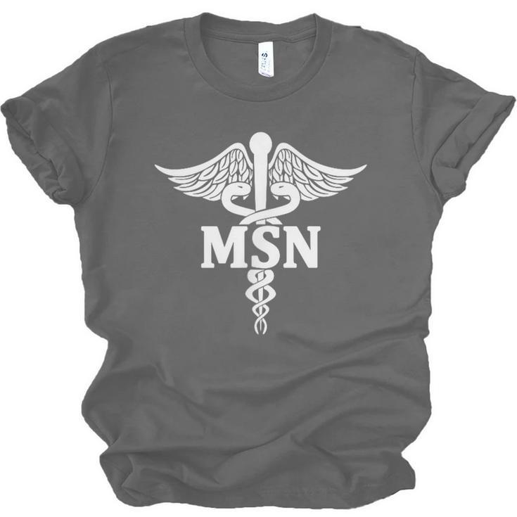 MSN Letters On Caduceus Medical Emblem MSN Nurse Graduation Unisex Jersey T-Shirt