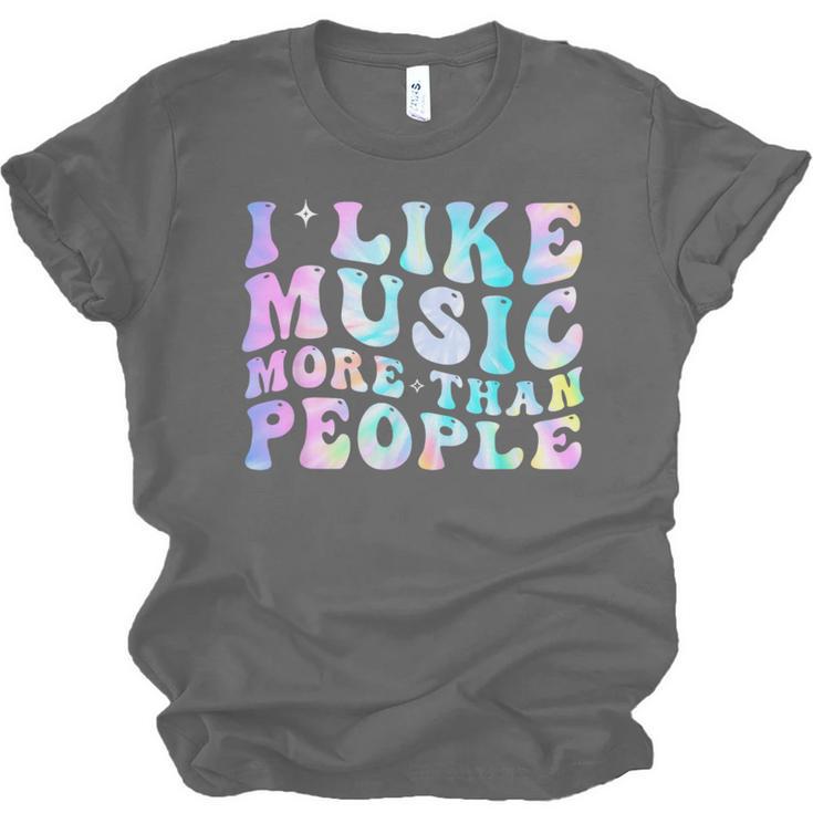 I Like Music More Than People Introvert Musician Retro Unisex Jersey T-Shirt