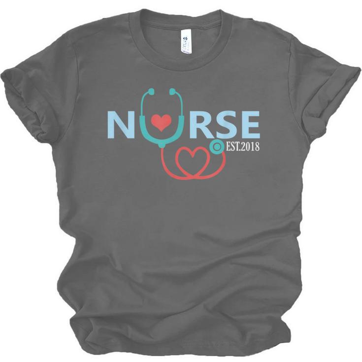 New Nurse Est 2018 T-Shirt Nursing School Graduation Unisex Jersey T-Shirt