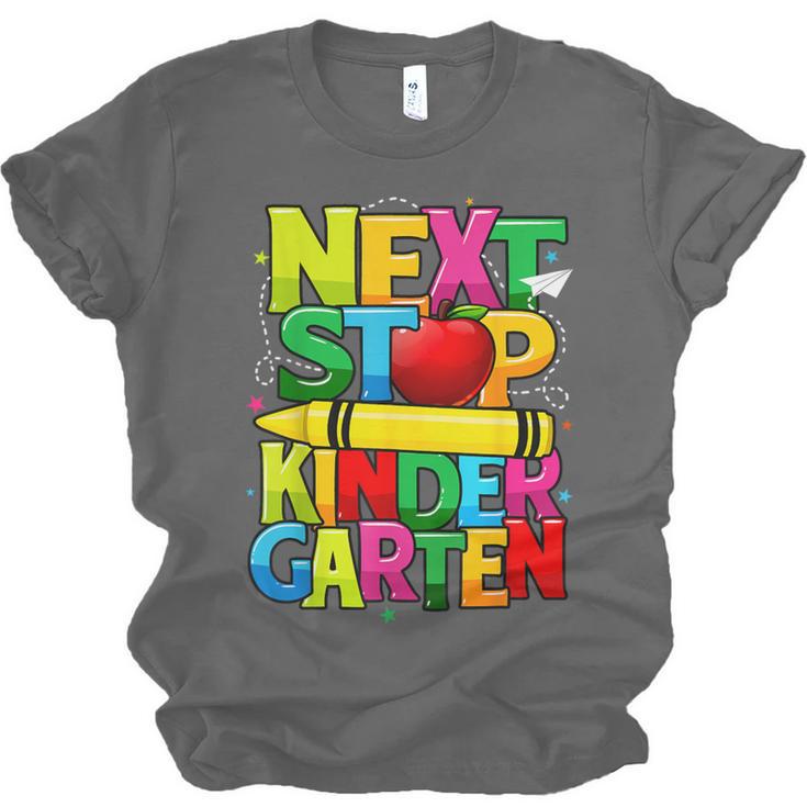 Next Stop Kindergarten Preschool Graduation 2023 Boys Girls Unisex Jersey T-Shirt