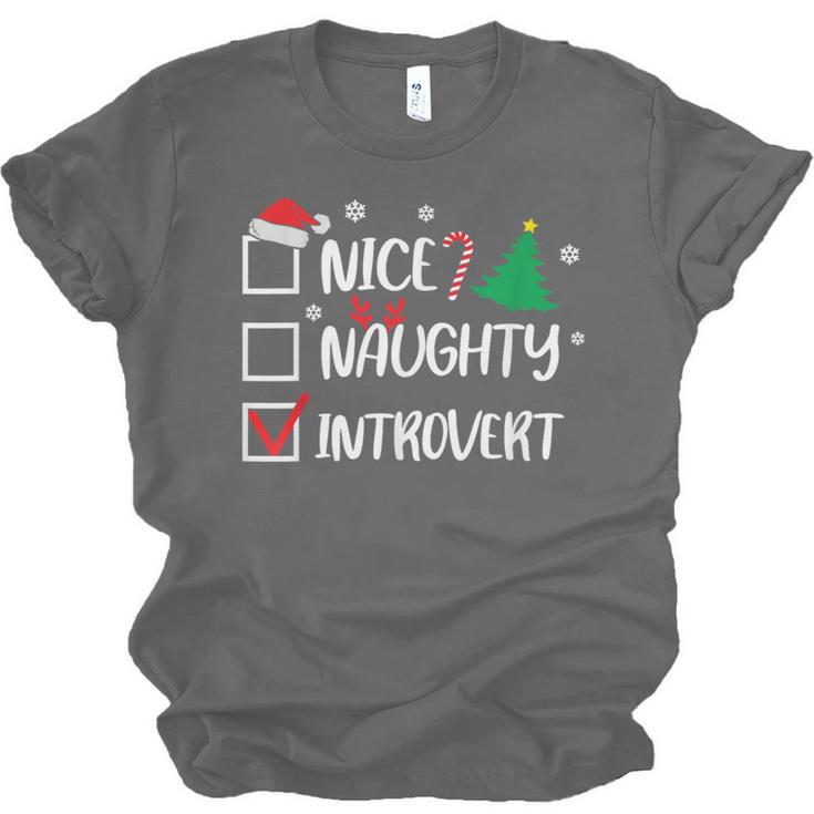 Nice Naughty Introvert Christmas List Santa Unisex Jersey T-Shirt Nice Naughty Introvert Christmas List Santa Unisex Jersey T-Shirt