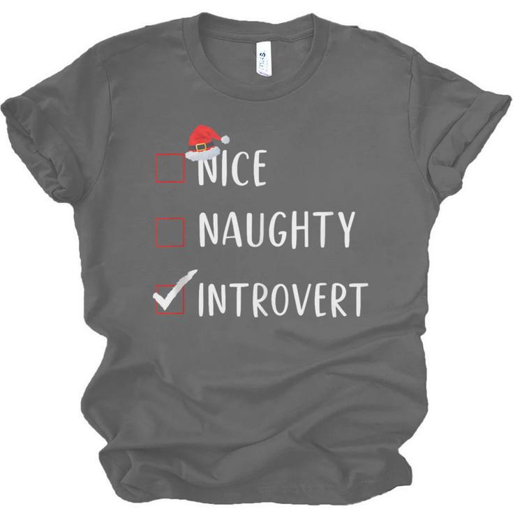Nice Naughty Introvert List Christmas Introvert Unisex Jersey T-Shirt Nice Naughty Introvert List Christmas Introvert Unisex Jersey T-Shirt