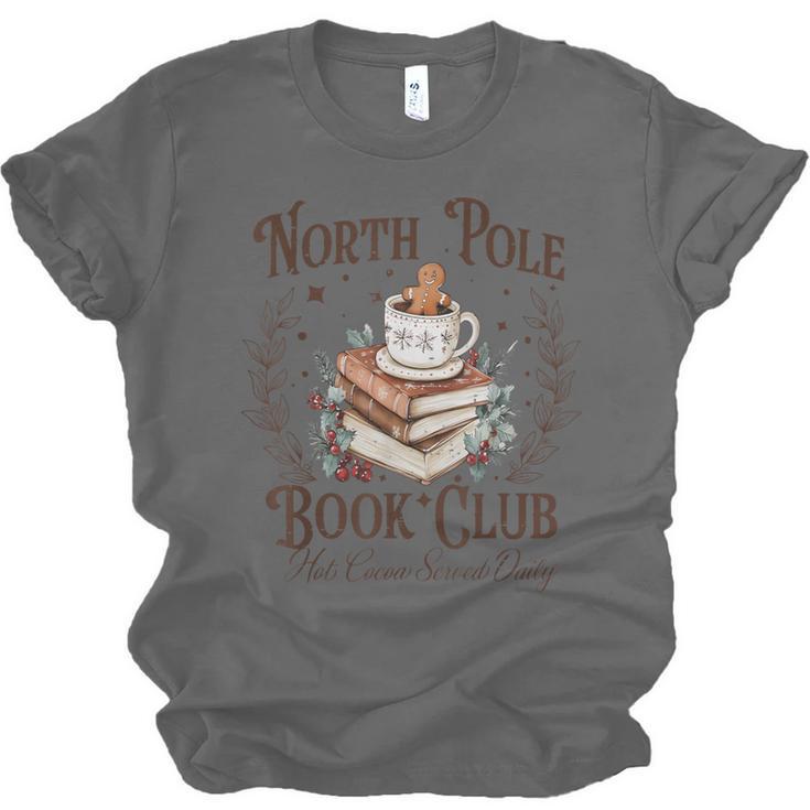 North Pole Book Club Hot Cocoa Served Daily Librarian Xmas Unisex Jersey T-Shirt North Pole Book Club Hot Cocoa Served Daily Librarian Xmas Unisex Jersey T-Shirt