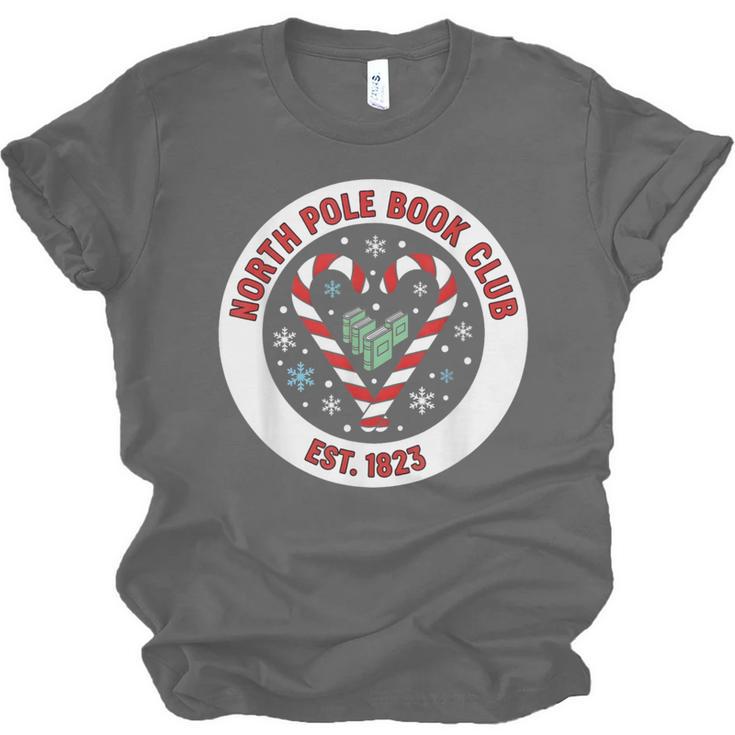 North Pole Book Club Shirt Candy Cane Christmas Unisex Jersey T-Shirt
