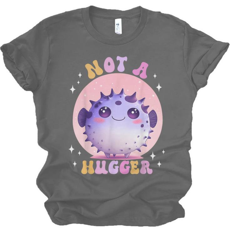 Not a Hugger Cute Pufferfish Autism Awareness Introverts Unisex Jersey T-Shirt