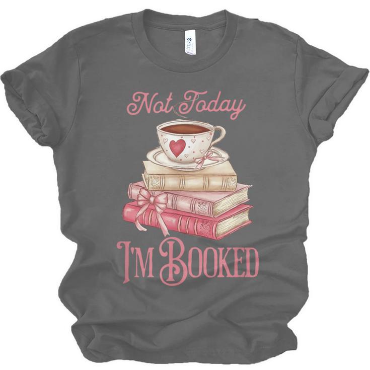 Not Today I'm Booked Book Lover Book Stack Coquette Bow Unisex Jersey T-Shirt