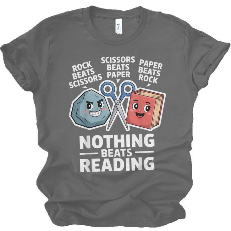 Nothing Beats Reading Rock Paper Scissors Book Lover Unisex Jersey T-Shirt