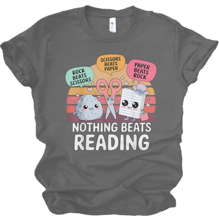 Nothing Beats Reading Rock Paper Scissors Books Lover Unisex Jersey T-Shirt