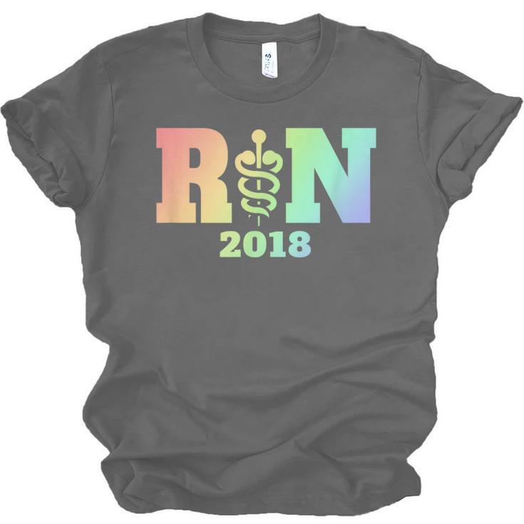 Nurse Graduation Shirt RN Est 2018 Rainbow Tshirt Unisex Jersey T-Shirt