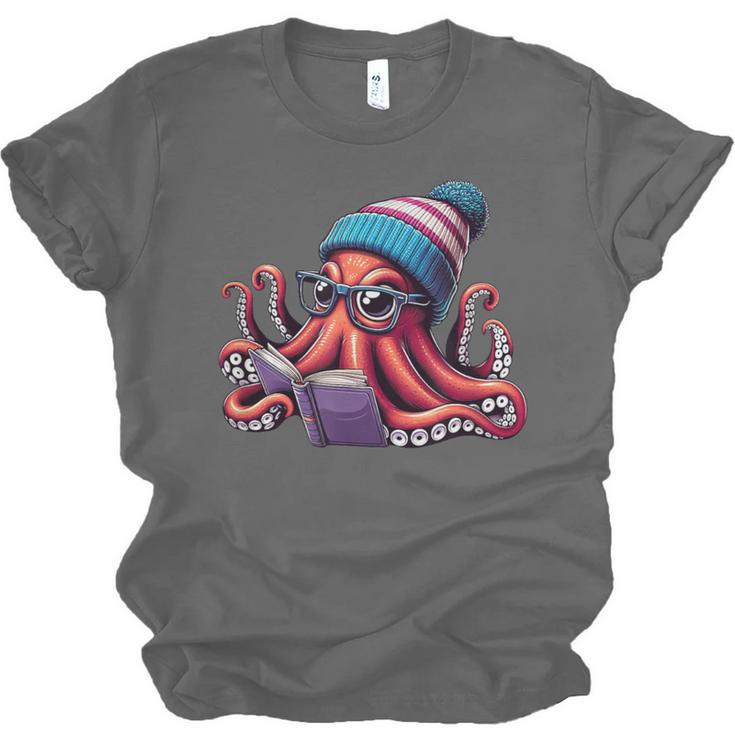 Octopus Reading Book Kraken Book Lover Unisex Jersey T-Shirt Octopus Reading Book Kraken Book Lover Unisex Jersey T-Shirt