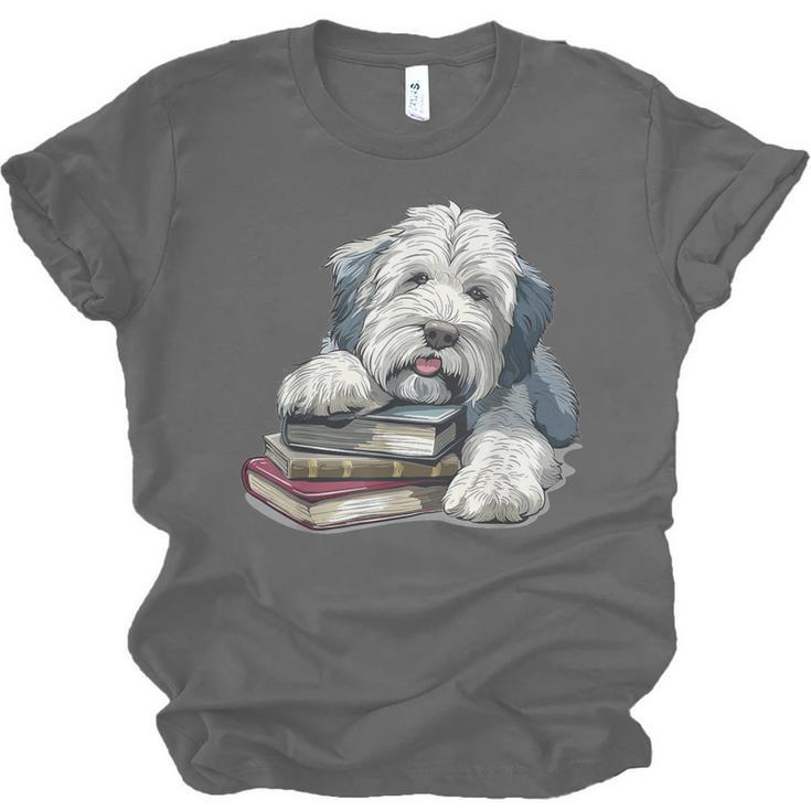 Old English Sheepdog Books Reading Dog Breed Graphic Unisex Jersey T-Shirt Old English Sheepdog Books Reading Dog Breed Graphic Unisex Jersey T-Shirt