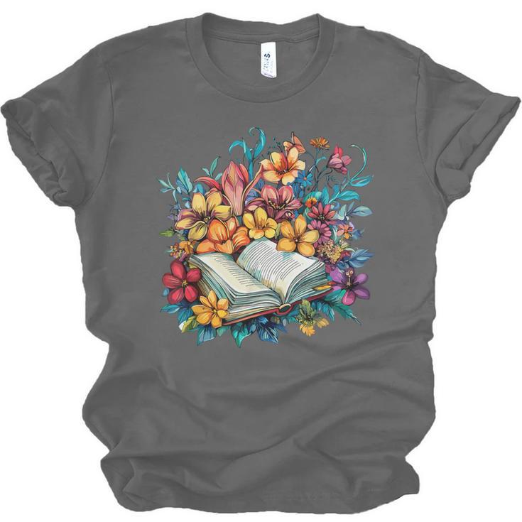 Open Book With Colorful Floral Reading Magic Unisex Jersey T-Shirt Open Book With Colorful Floral Reading Magic Unisex Jersey T-Shirt