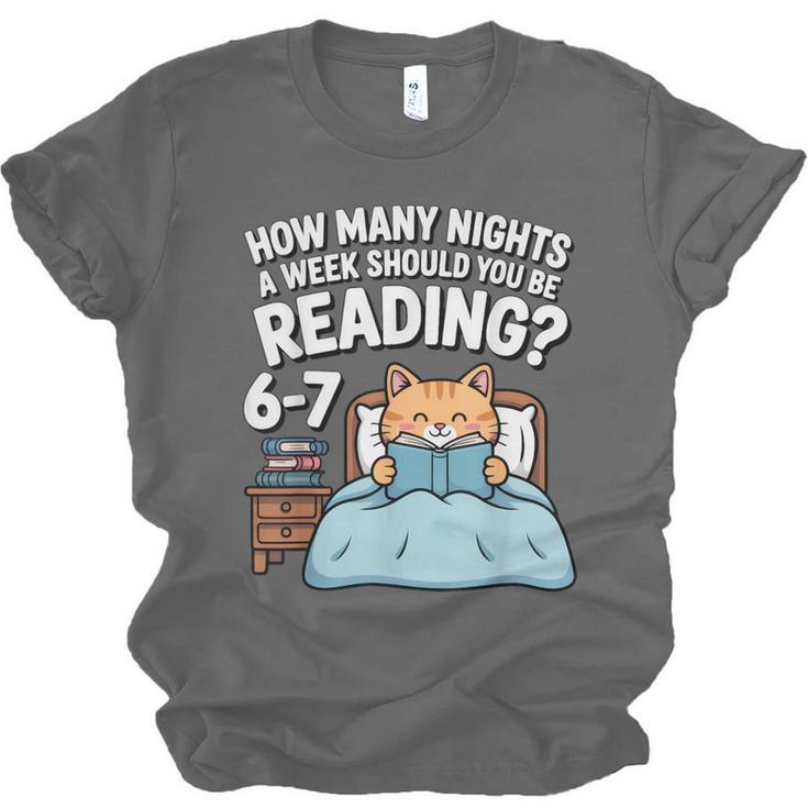 Orange Cat Reading Book 67 Six Seven Meme Unisex Jersey T-Shirt