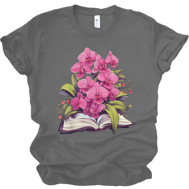 Orchids Flowers Book Floral Unisex Jersey T-Shirt