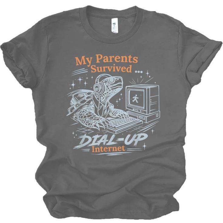 My Parents Survived Dial Up Internet Nostalgia Turtle Unisex Jersey T-Shirt My Parents Survived Dial Up Internet Nostalgia Turtle Unisex Jersey T-Shirt