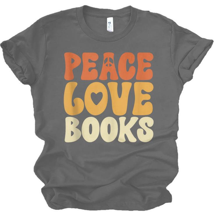 Peace Love Books Men Women Unisex Jersey T-Shirt Peace Love Books Men Women Unisex Jersey T-Shirt