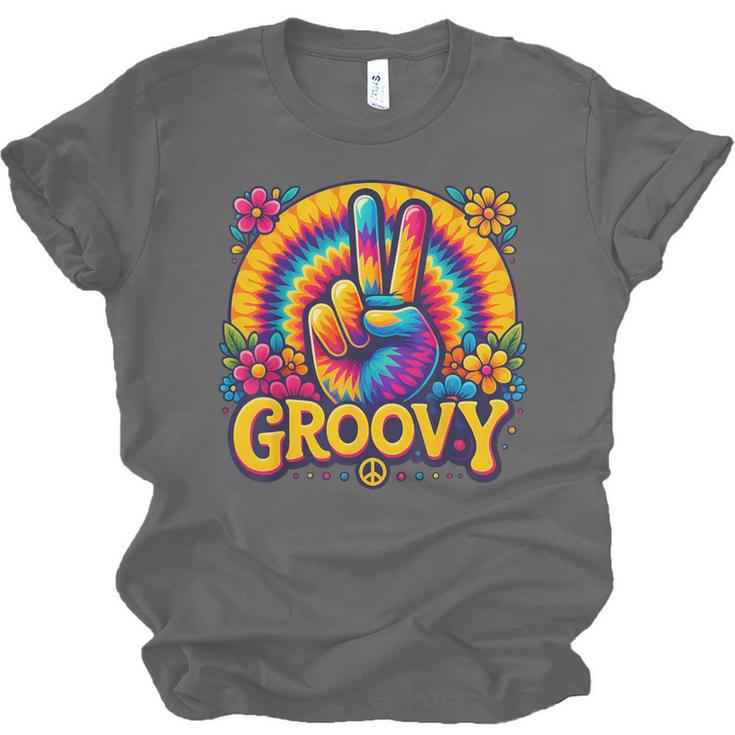 Peace Sign Groovy Vibes Costume Nostalgia Tie Dye Fashion Unisex Jersey T-Shirt
