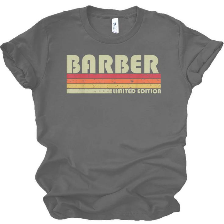 Personal Christmas Retro Vintage Graduation BARBER Job Title Profession Birthday Worker Idea Unisex Jersey T-Shirt