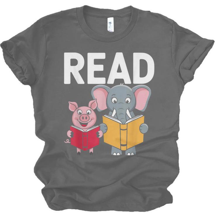 Pig Elephant Reading Cute Book Lover Bookworm Boys Girls Kid Unisex Jersey T-Shirt Pig Elephant Reading Cute Book Lover Bookworm Boys Girls Kid Unisex Jersey T-Shirt