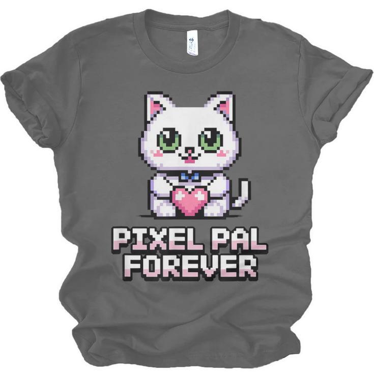 Pixel Art Pet Cat Y2K Retro Vintage Digital Nostalgia Tech Unisex Jersey T-Shirt